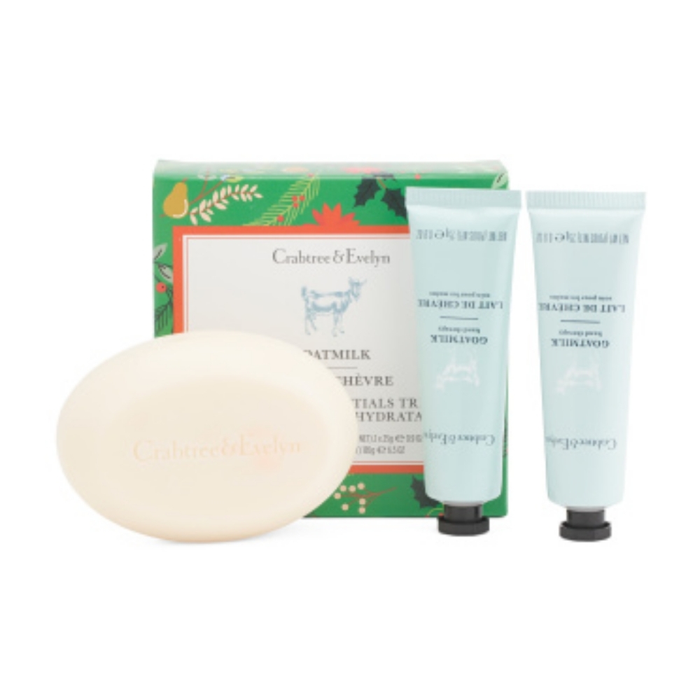NEW!  CRABTREE & EVELYN MOISTURE ESSENTIAL 3-PIECE HAND THERAPY & SOAP SET